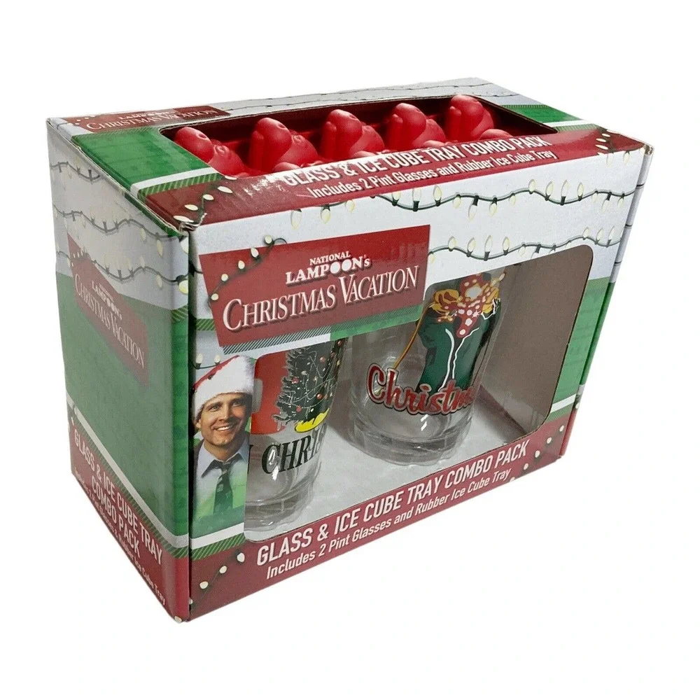 National Lampoon's Christmas Vacation Glass &‎ Ice Cube Tray Combo Pack New